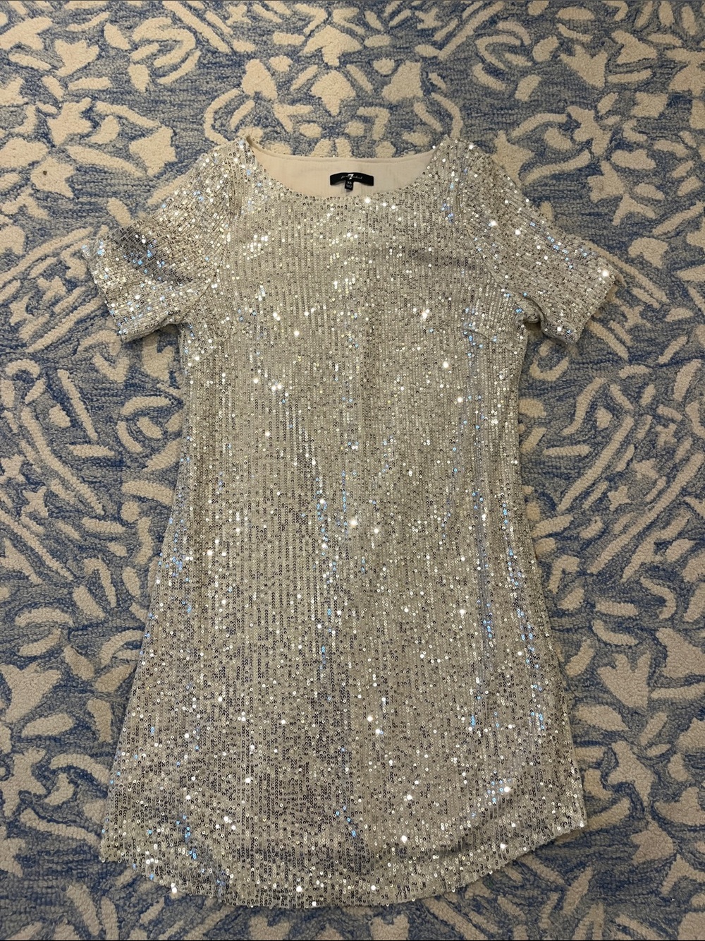 7 For All Mankind Silver Sequin Top